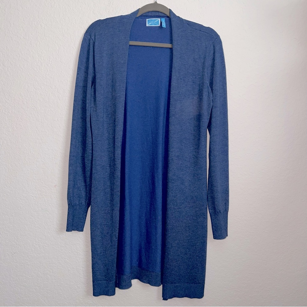 Survival Classic Blue Open Front Long Cardigan